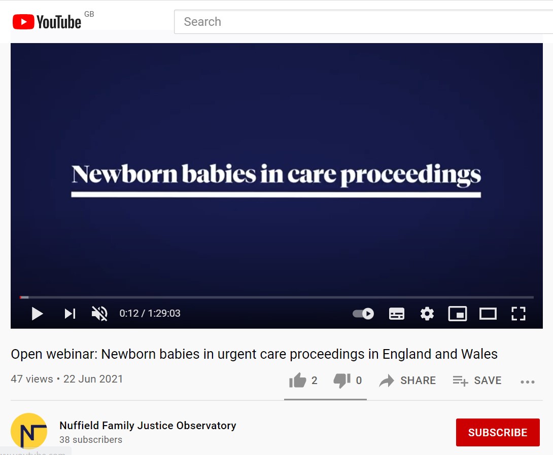 Presentation recording: Newborn babies in care proceedings